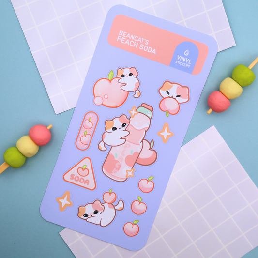 Beancat's Peach Soda - Sticker Sheet