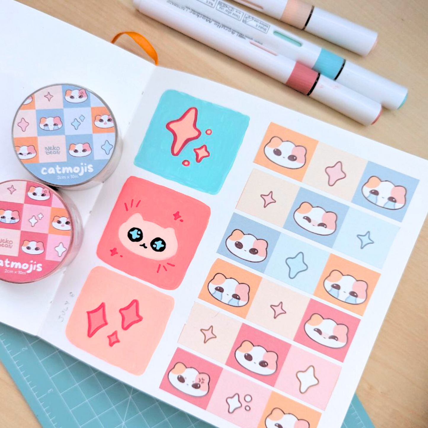 Red Catmojis - Washi Tape