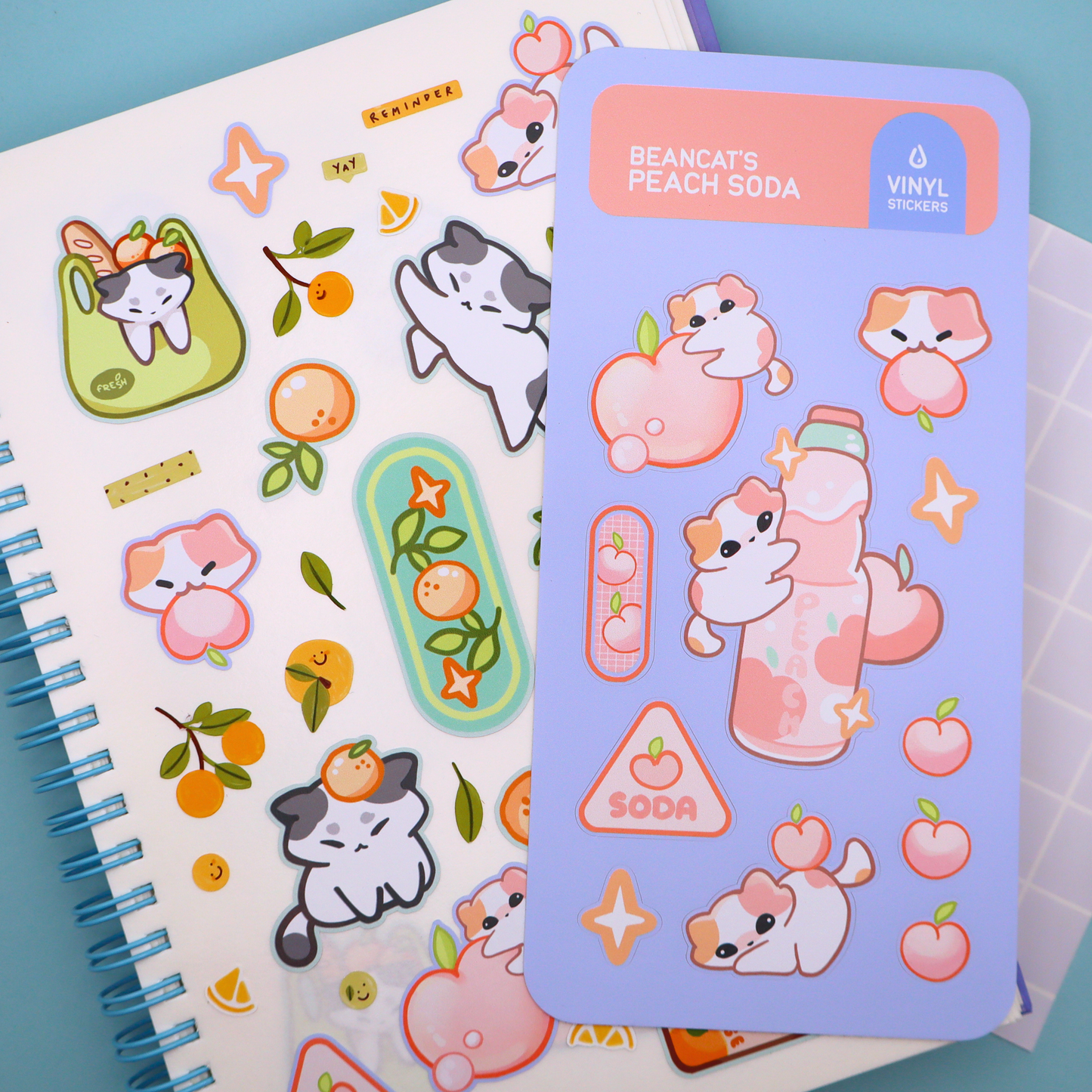Beancat's Peach Soda - Sticker Sheet