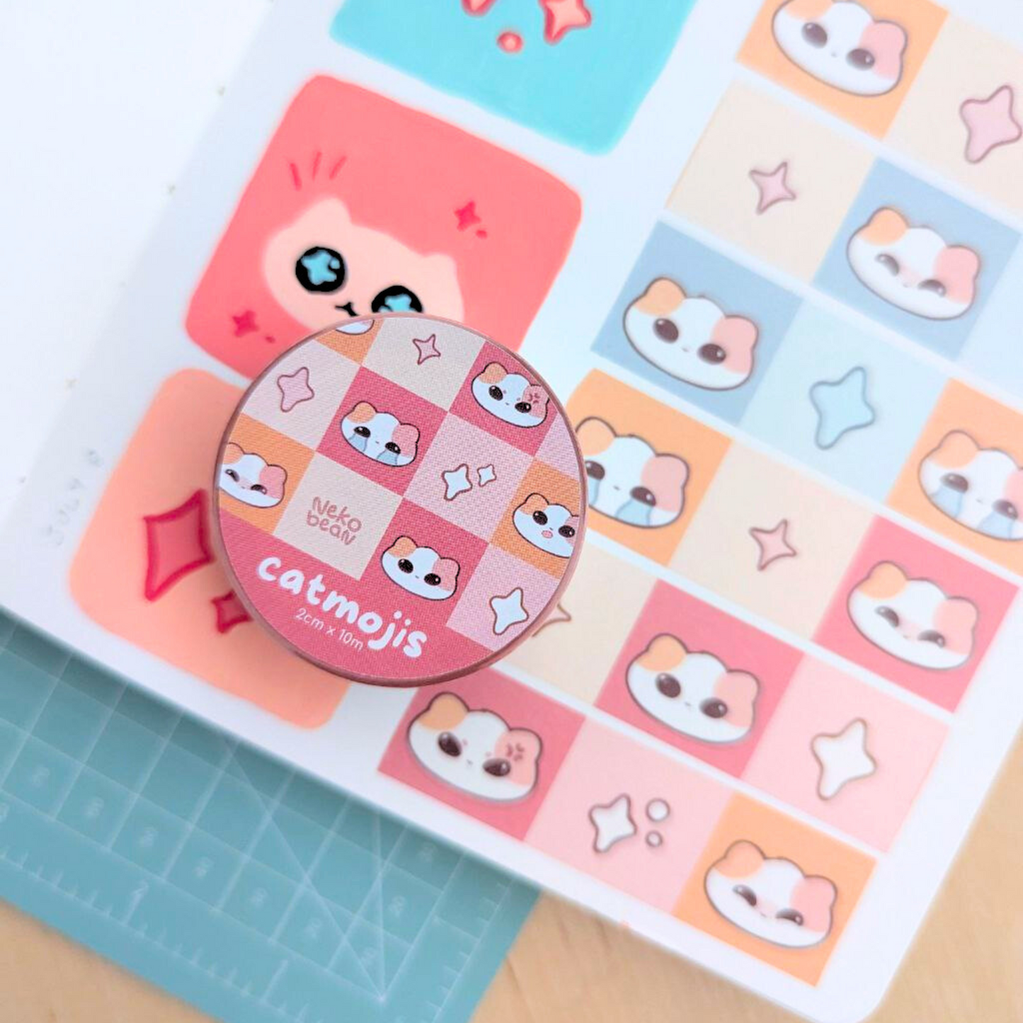 Red Catmojis - Washi Tape