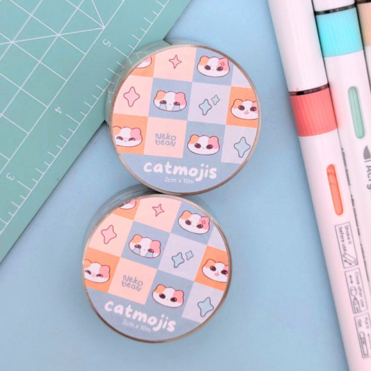 Blue Catmojis - Washi Tape