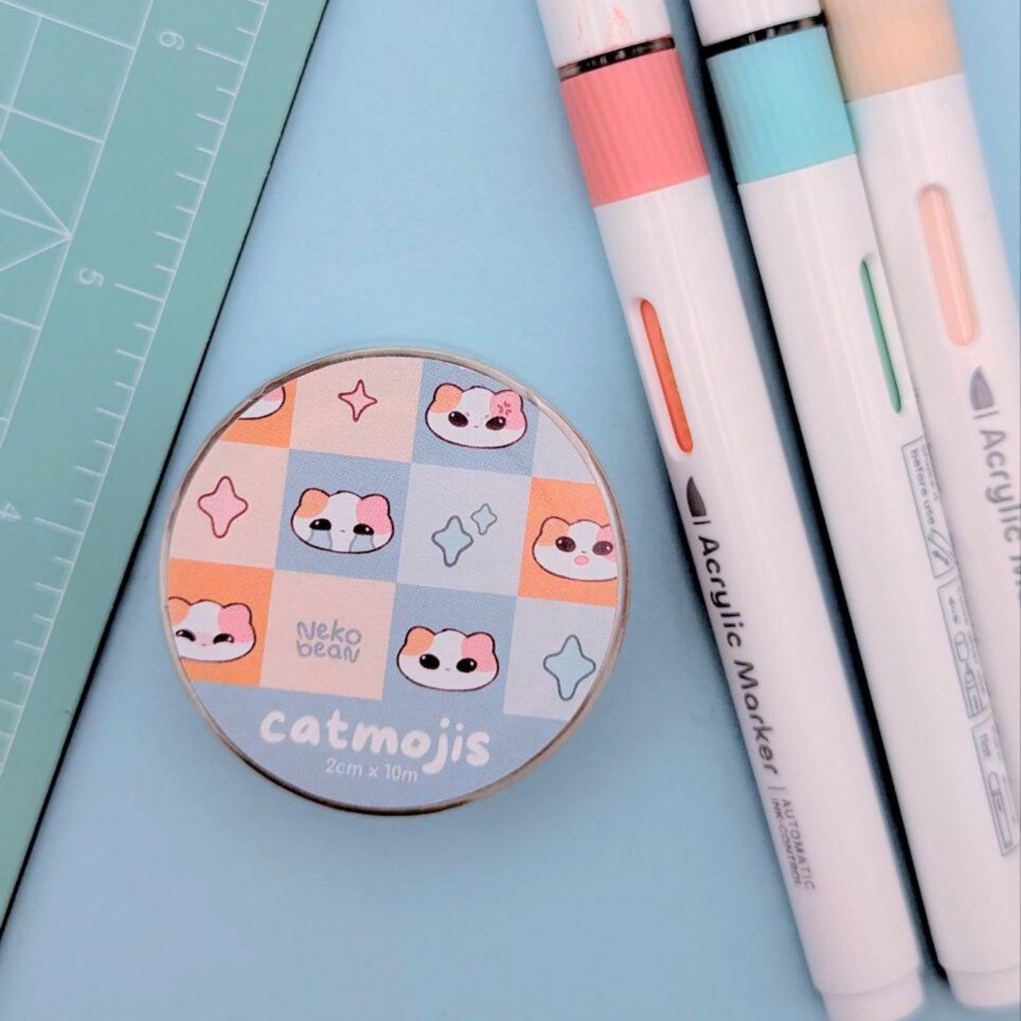 Blue Catmojis - Washi Tape