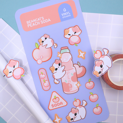 Beancat's Peach Soda - Sticker Sheet