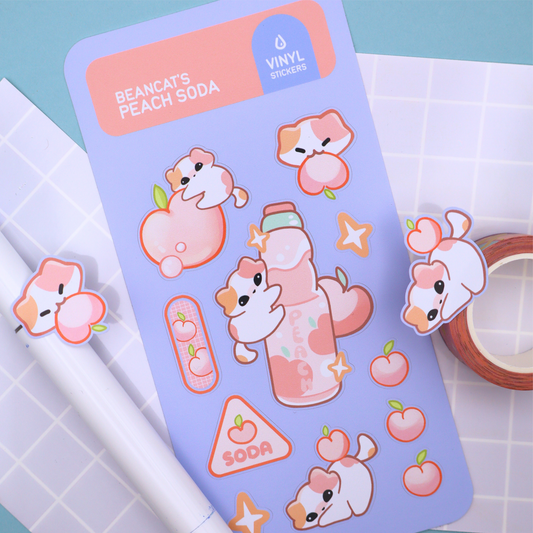 Beancat's Peach Soda - Sticker Sheet