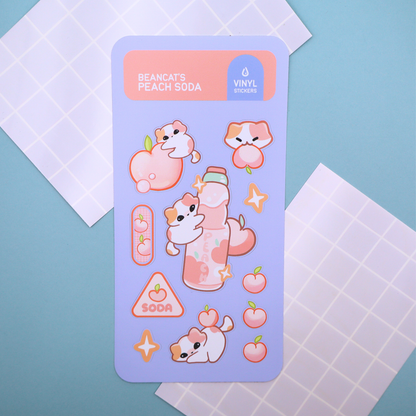 Beancat's Peach Soda - Sticker Sheet