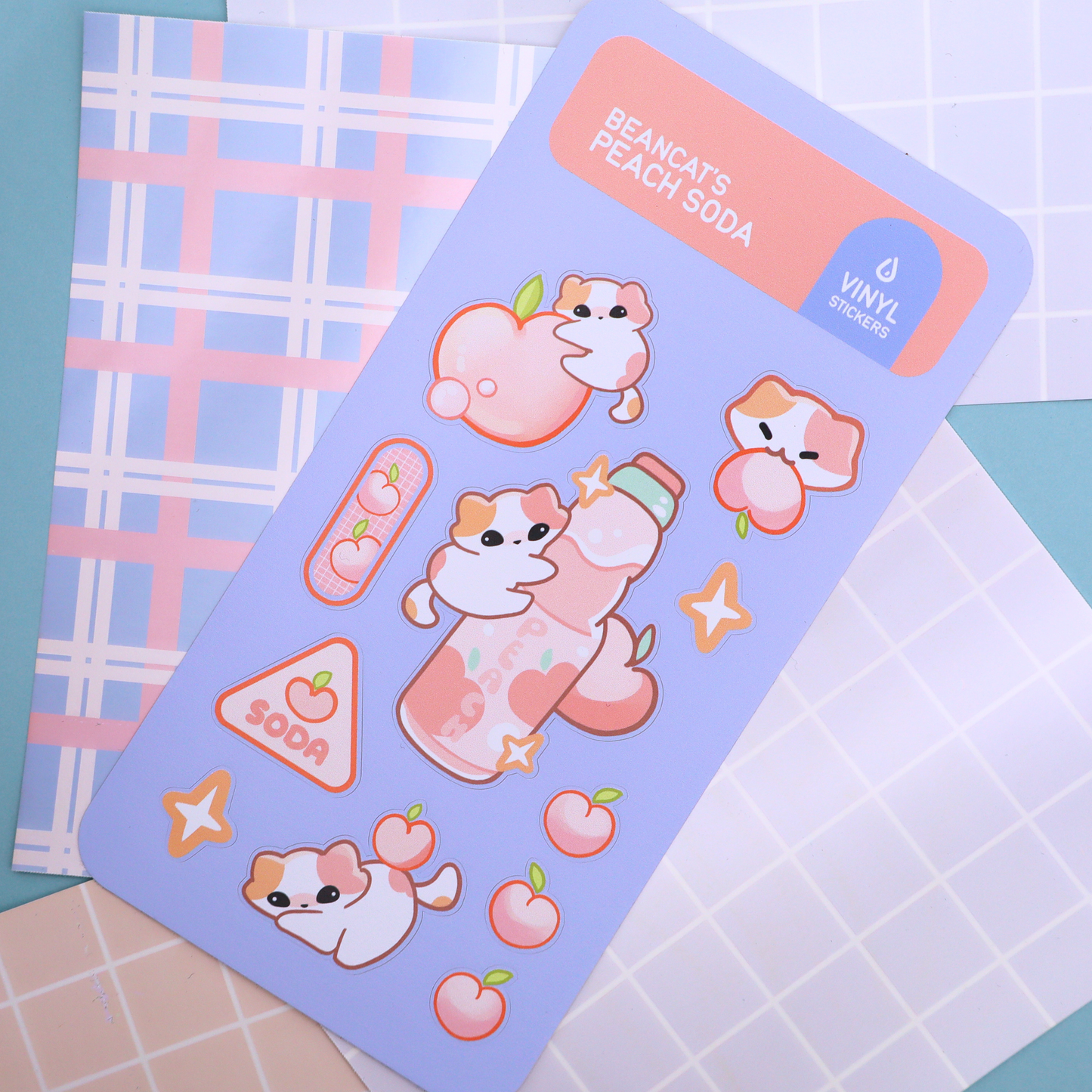 Beancat's Peach Soda - Sticker Sheet