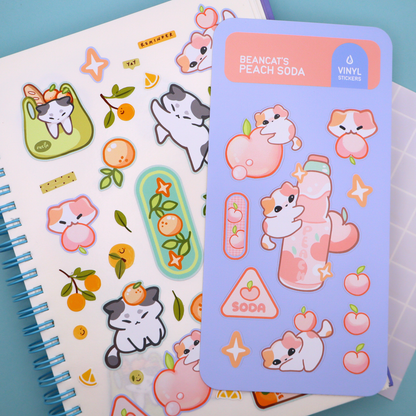 Beancat's Peach Soda - Sticker Sheet